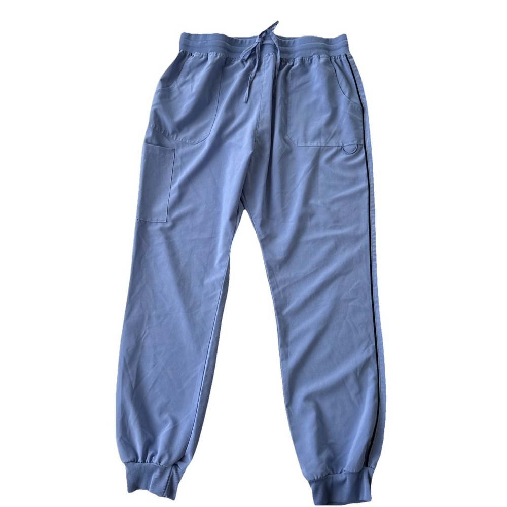 Elite Med Performance Blue Drawstring Joggers Striped Legs Size XL